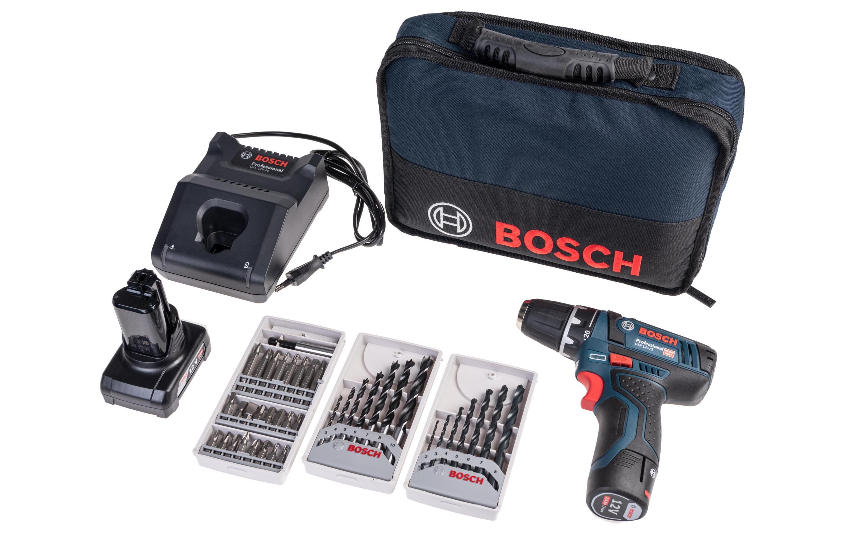Bosch Professional Akku-Bohrschrauber GSR 12 V-15 Kit 1x 4.0 Ah + 1x 2.0 Ah