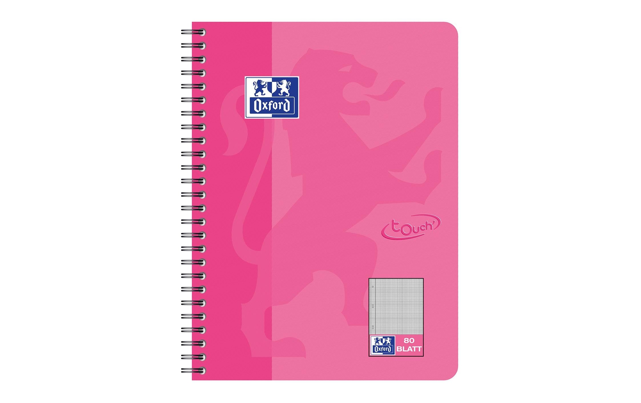 Oxford Notizheft Touch Collegeblock , B5, Kariert, Rosa