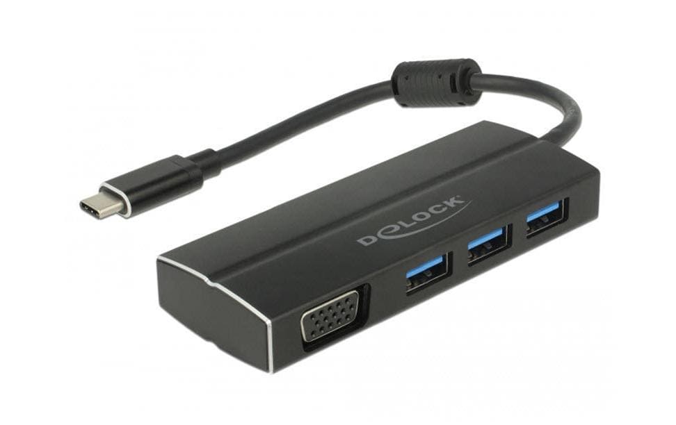 Delock Dockingstation USB 3.1 Typ-C Gen1 - 3x Typ-A + 1x VGA