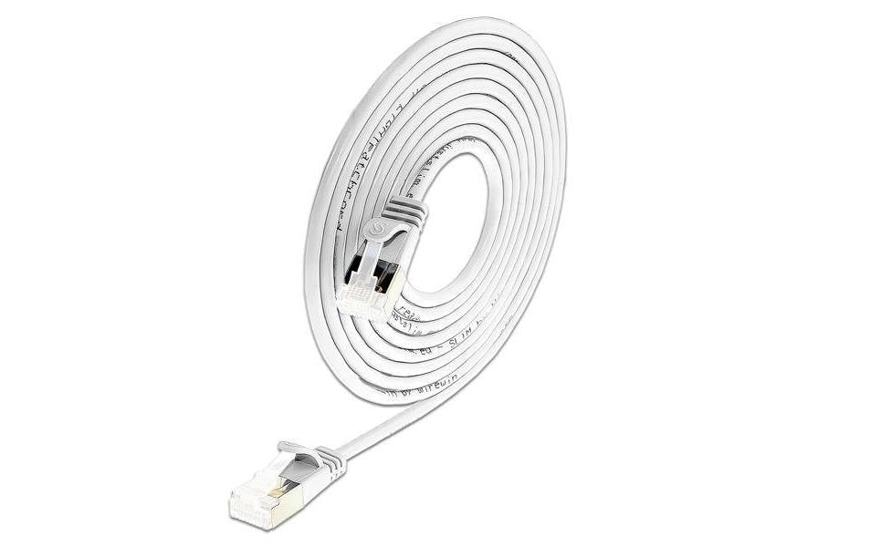 SLIM Slimpatchkabel RJ-45 - RJ-45, Cat 6A, U/FTP, 3 m, Weiss