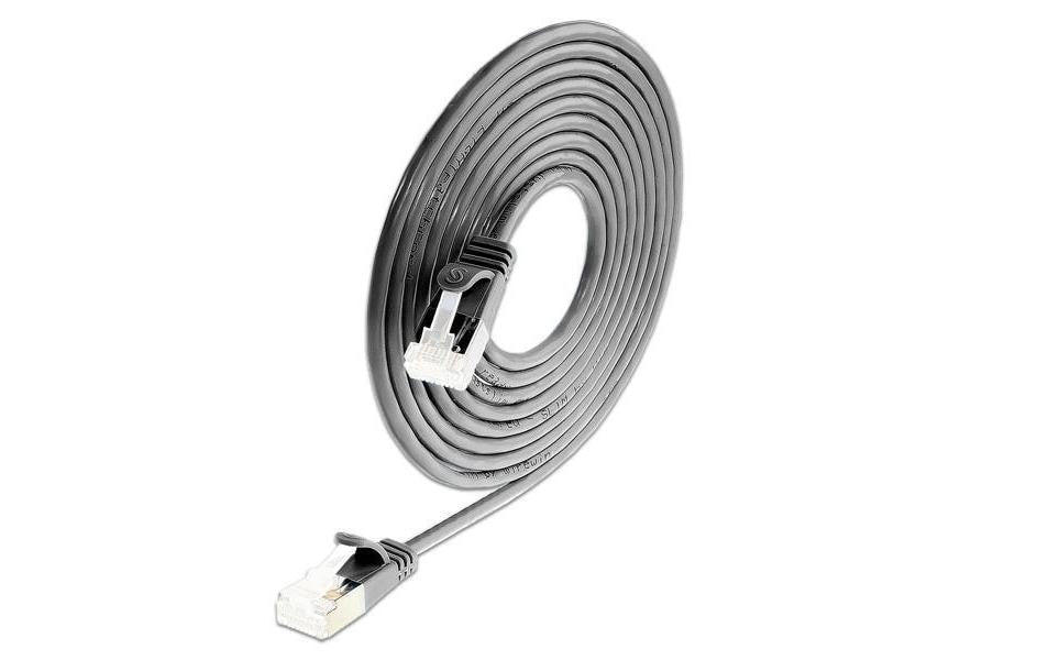 SLIM Slimpatchkabel RJ-45 - RJ-45, Cat 6A, U/FTP, 7 m, Schwarz
