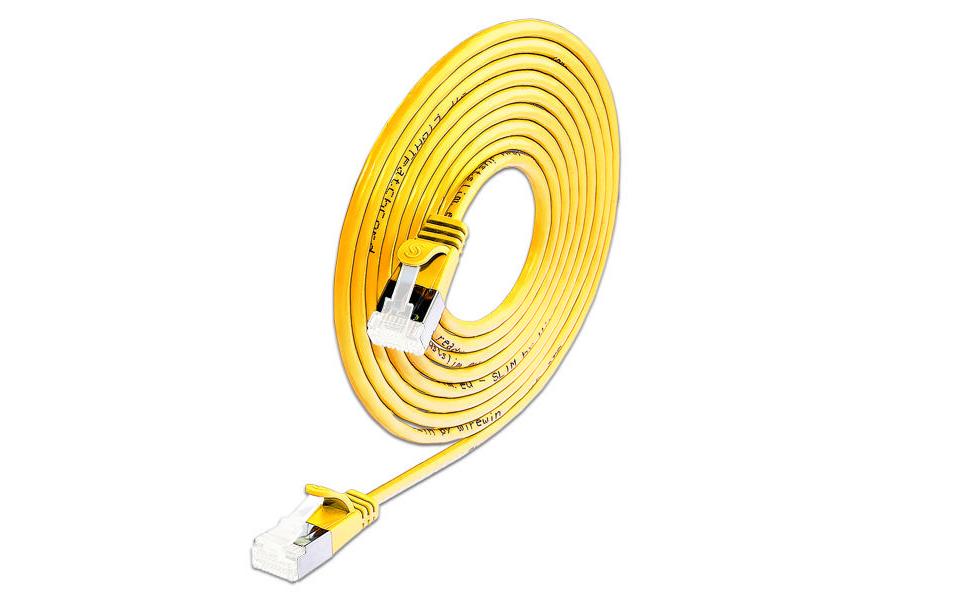 SLIM Slimpatchkabel RJ-45 - RJ-45, Cat 6A, U/FTP, 1.5 m, Gelb