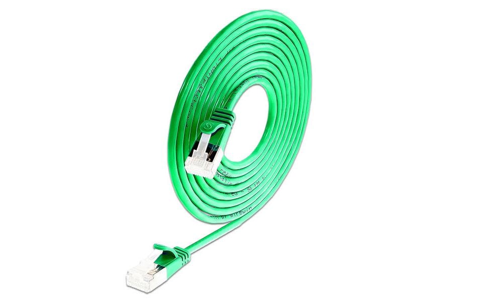 SLIM Slimpatchkabel RJ-45 - RJ-45, Cat 6A, U/FTP, 5 m, Grün