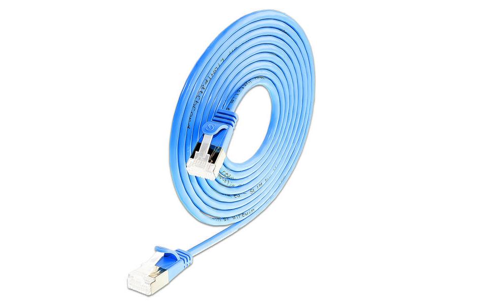 SLIM Slimpatchkabel RJ-45 - RJ-45, Cat 6A, U/FTP, 2 m, Blau