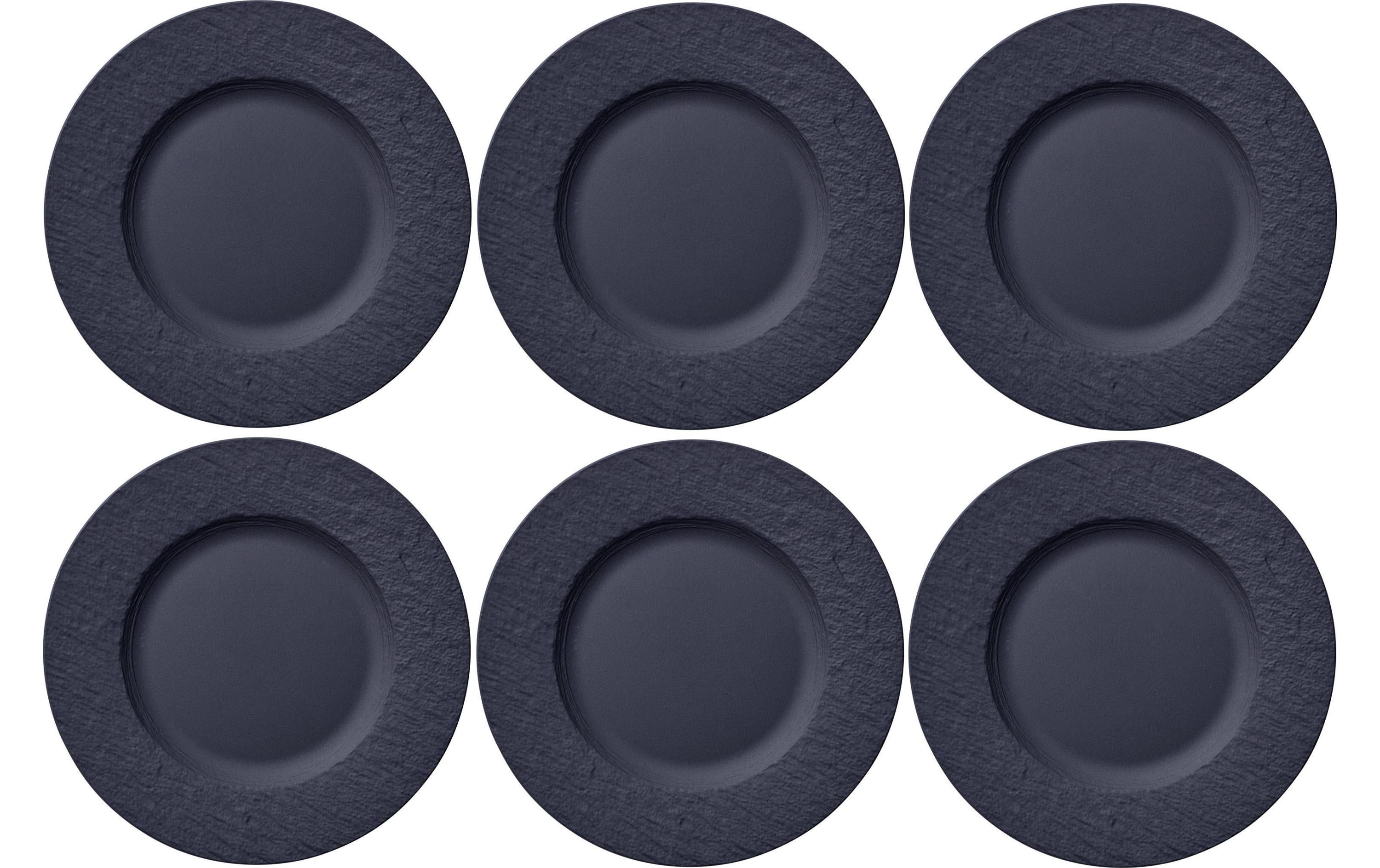 Villeroy & Boch Speiseteller Manufacture Rock Ø 27 cm, 6 Stück, Schwarz