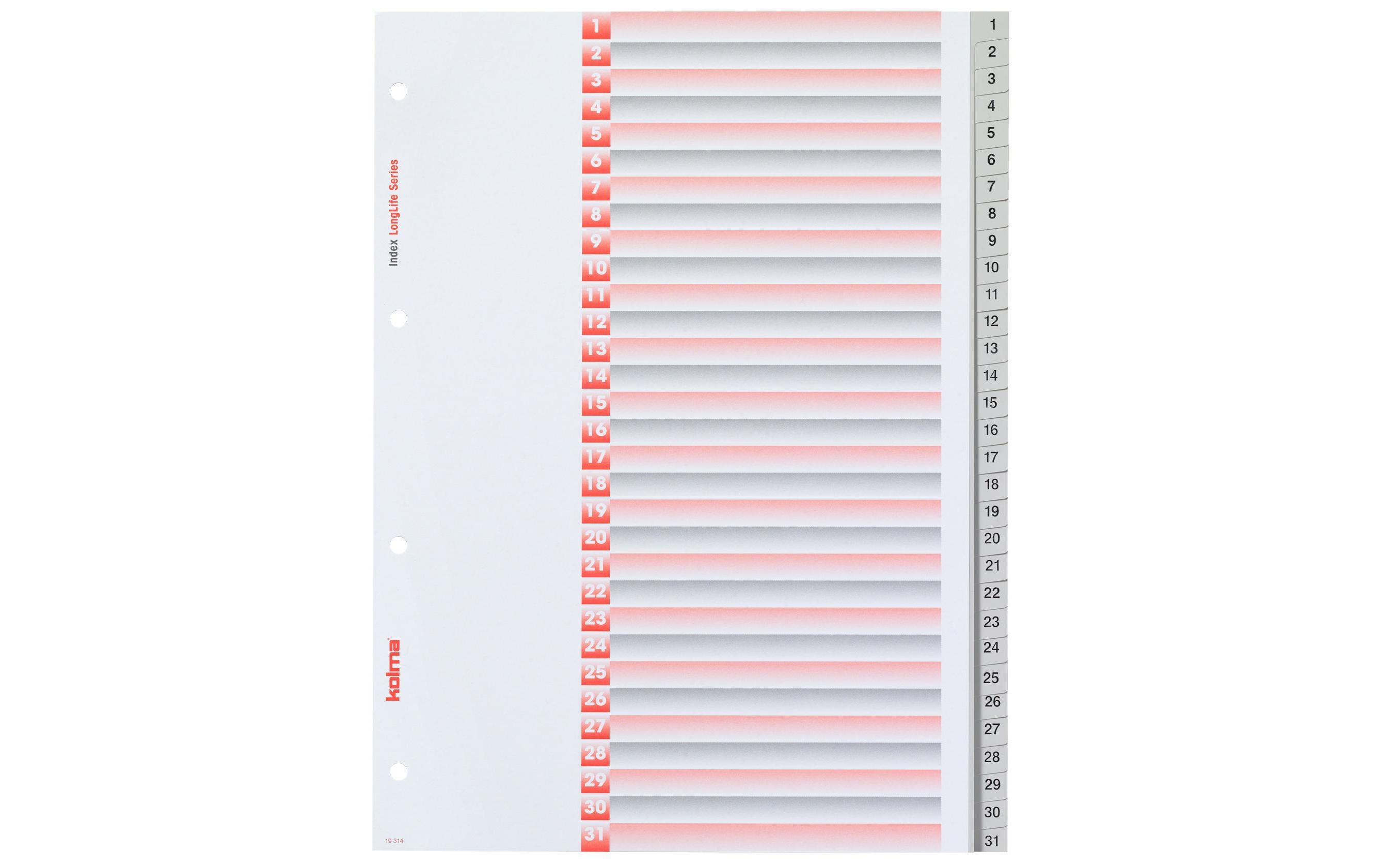 Kolma Register A4 LongLife 1-31
