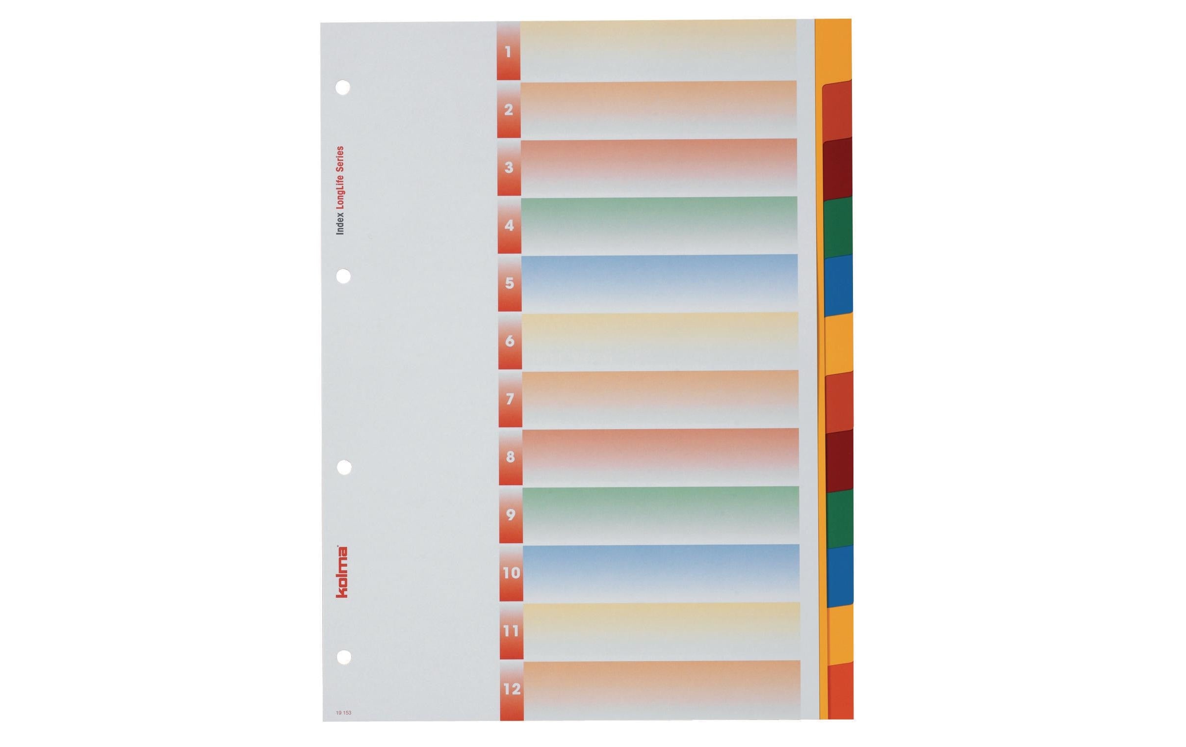 Kolma Register A4 LongLife 1-12 Farbig