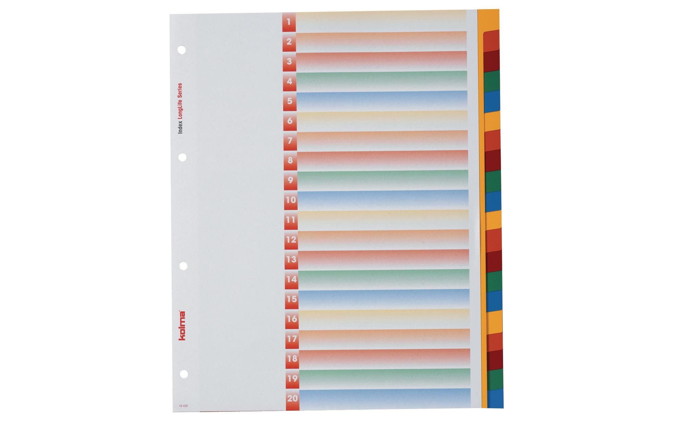 Kolma Register A4 XL LongLife 1-20 Farbig