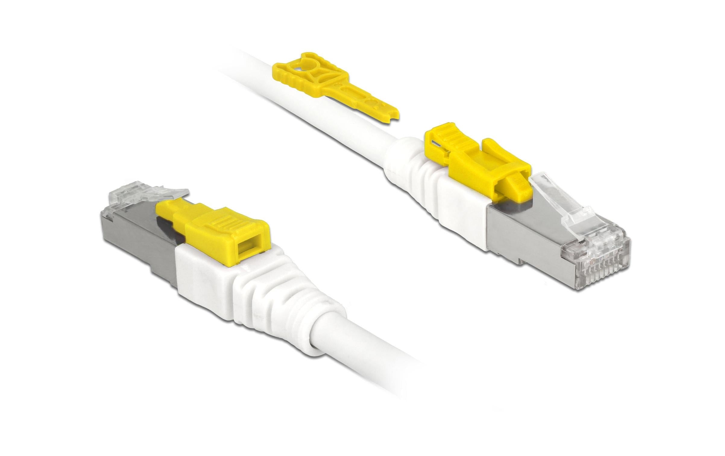 Delock Patchkabel  Cat 6A, S/STP, 3 m, Weiss, verriegelbar
