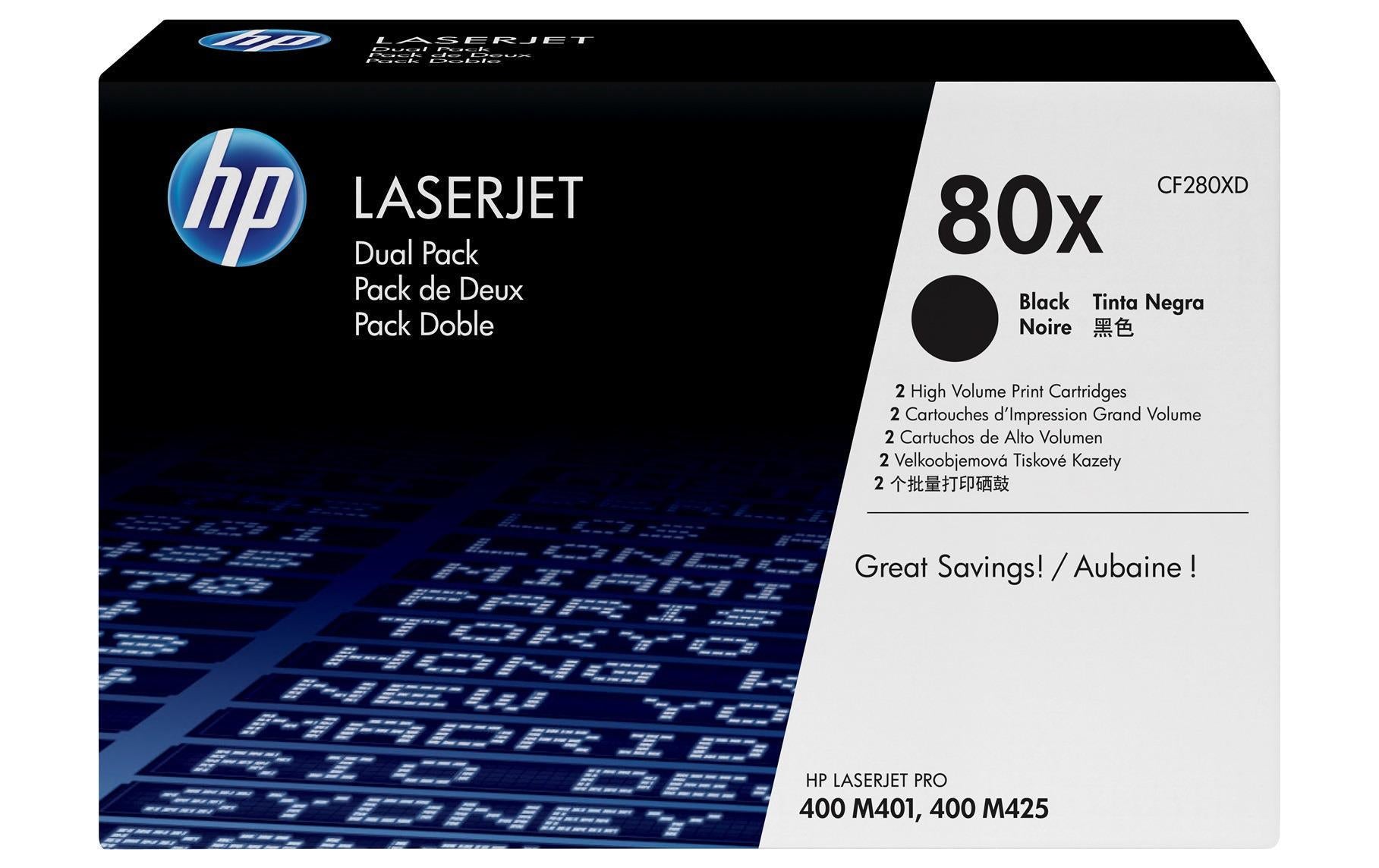 HP Toner Nr. 80X (CF280XD) Black (2er-Pack)