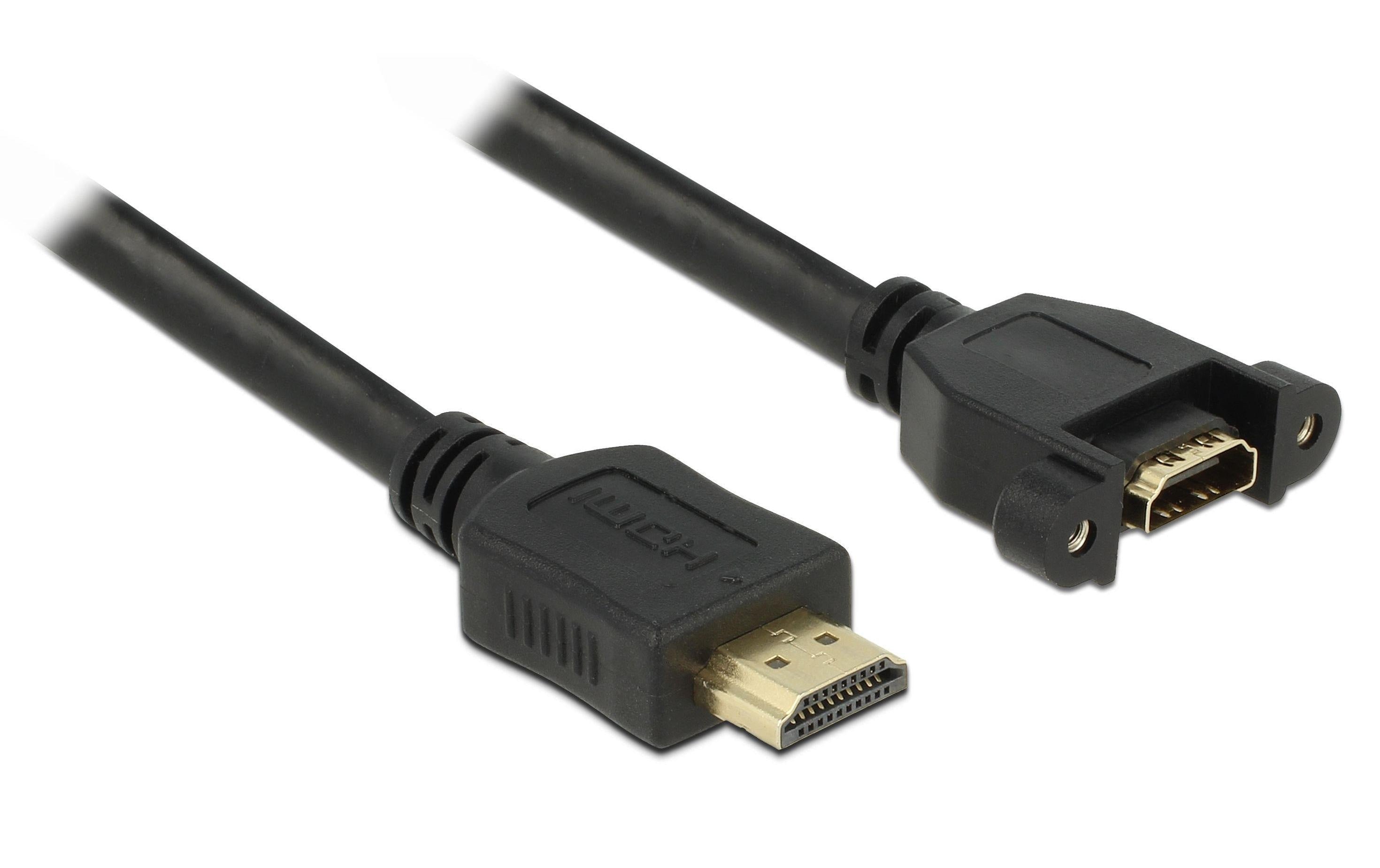 Delock Kabel HDMI – HDMI, 0.5m 4K/30Hz, zum Einbau, verschraubbar