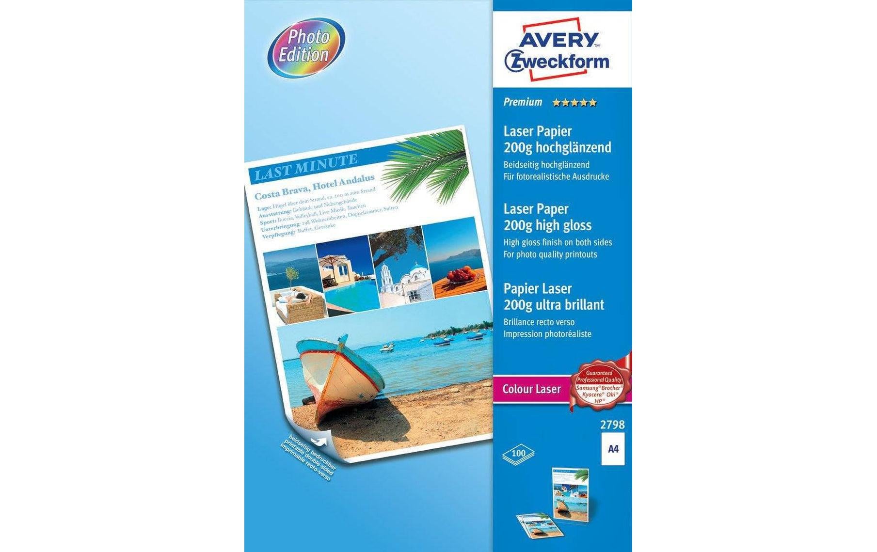 Avery Zweckform Fotopapier Colour Laser A4 200 g/m² 100 Stück
