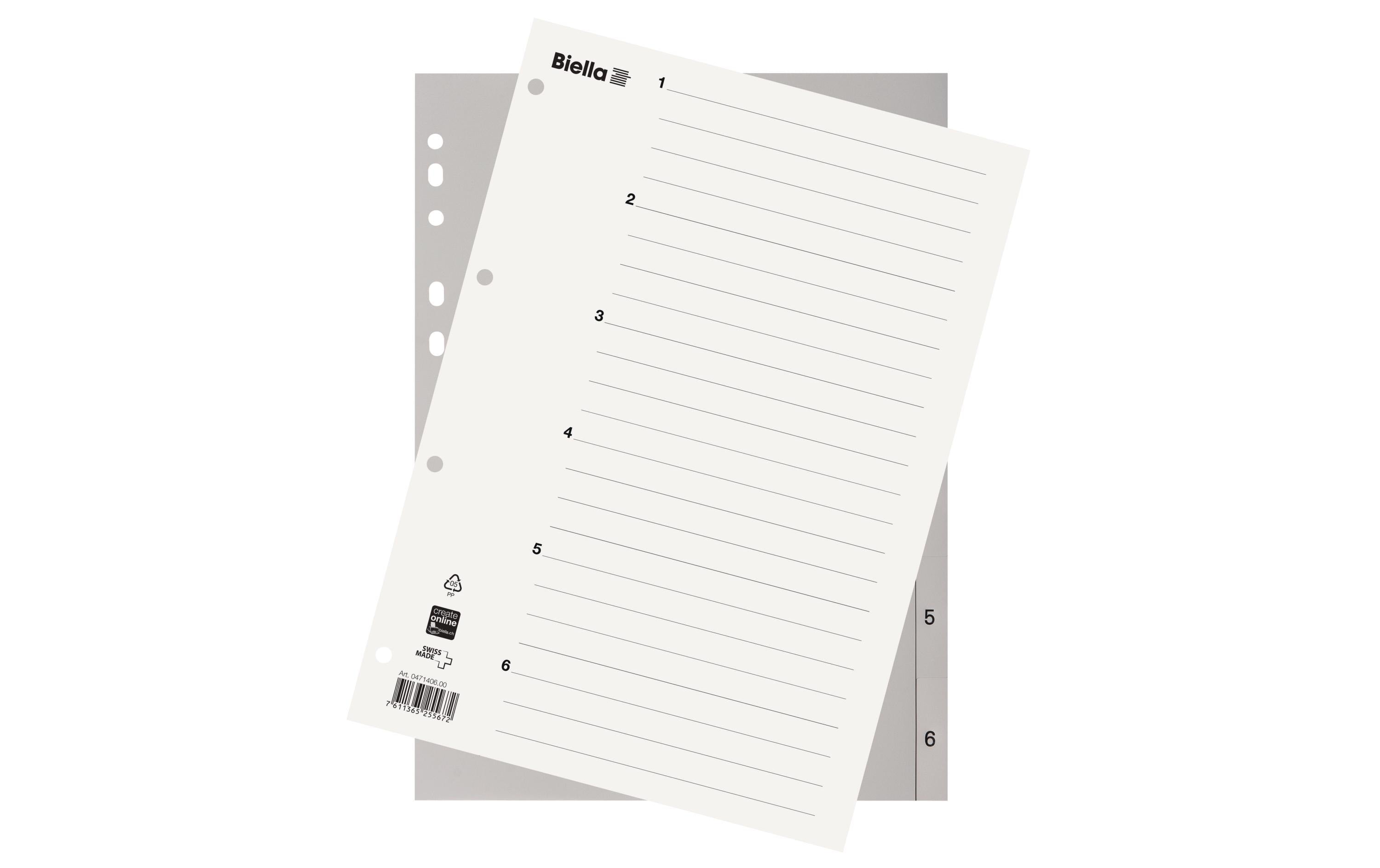 Biella Register A4 1-6 mit Indexblatt