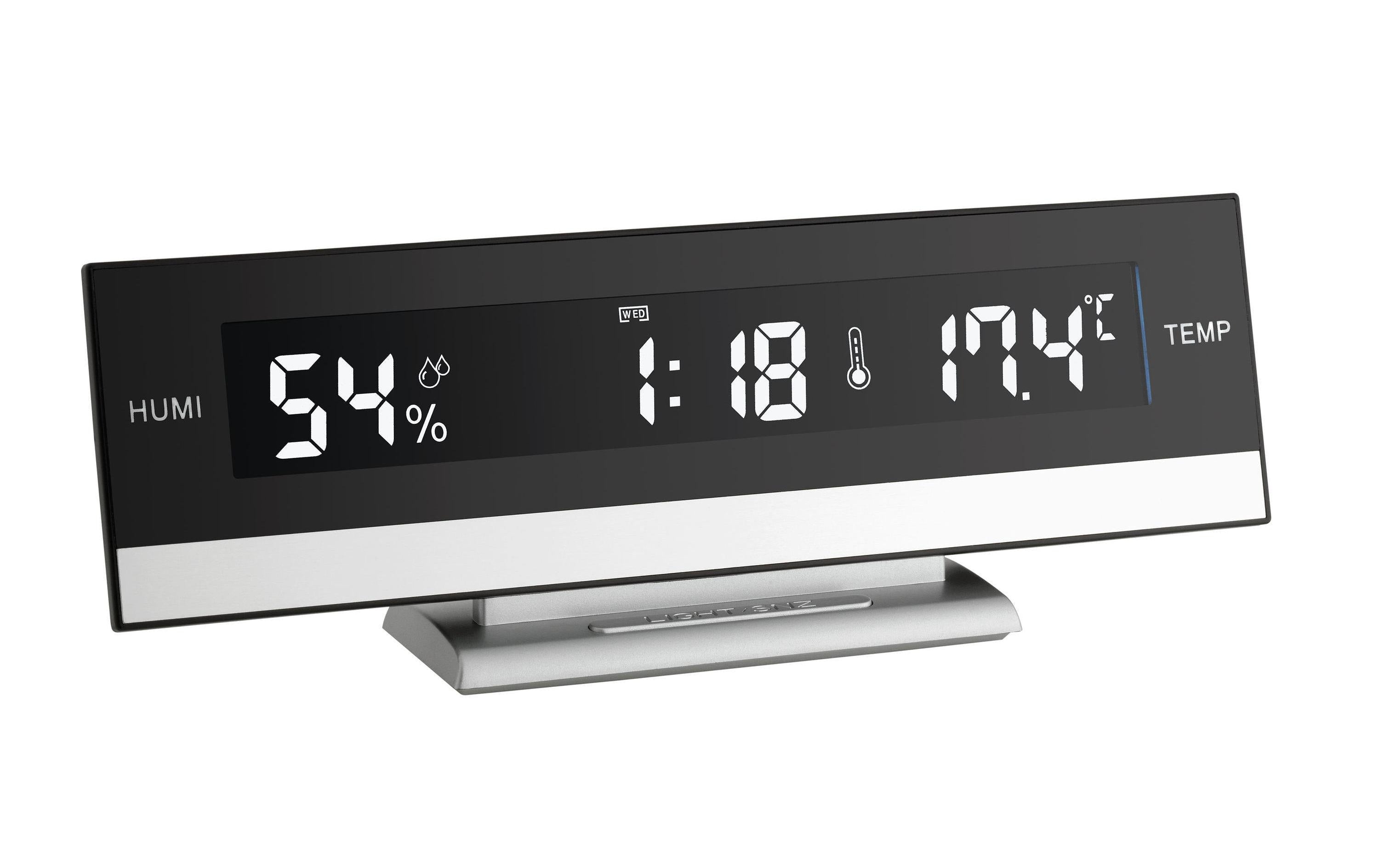 TFA Dostmann Digitalwecker mit Raumklima Schwarz