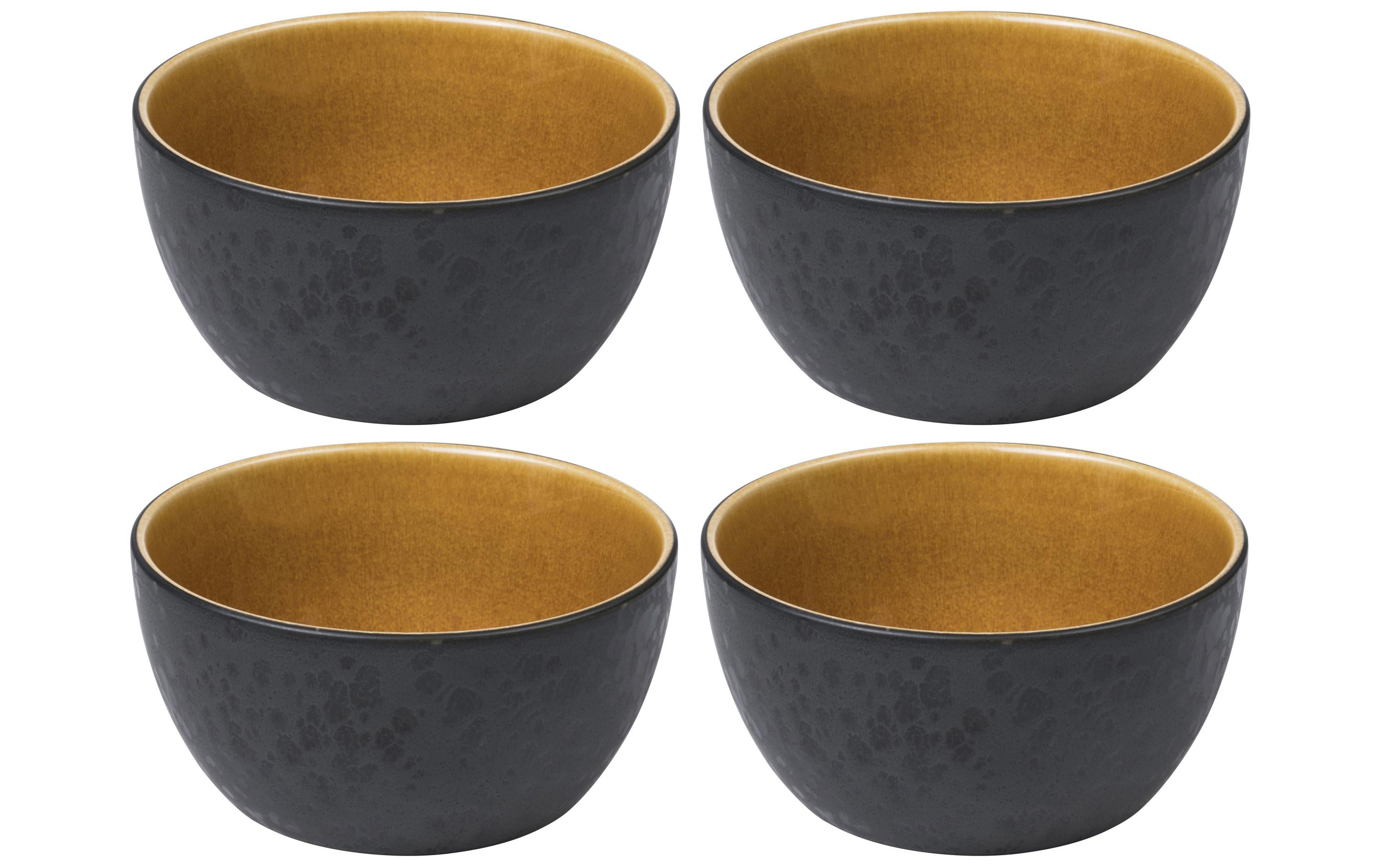Bitz Snackschale 14 cm, 4 Stück, Schwarz/Amber