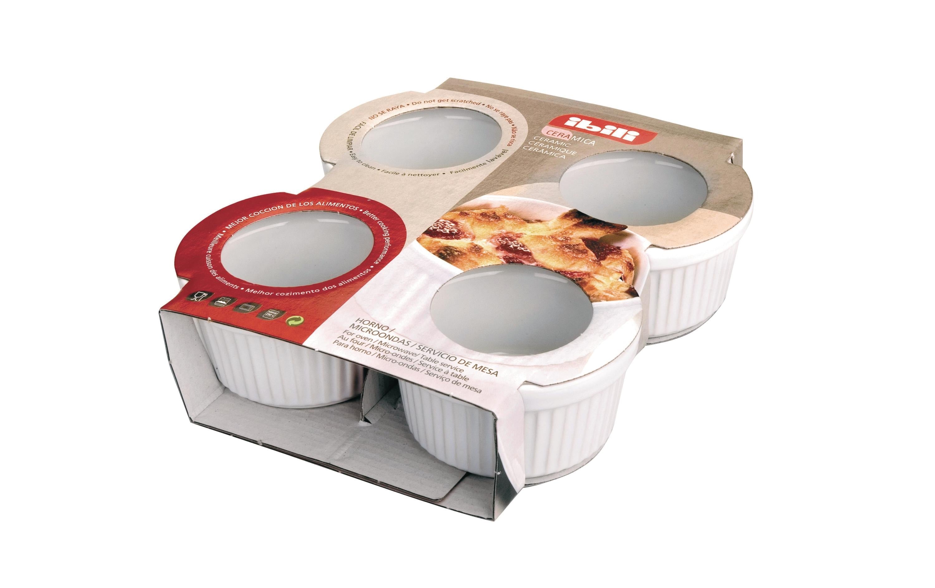 Ibili Auflaufform-Set Crème Brûlée 4 Stück, Rund, Weiss