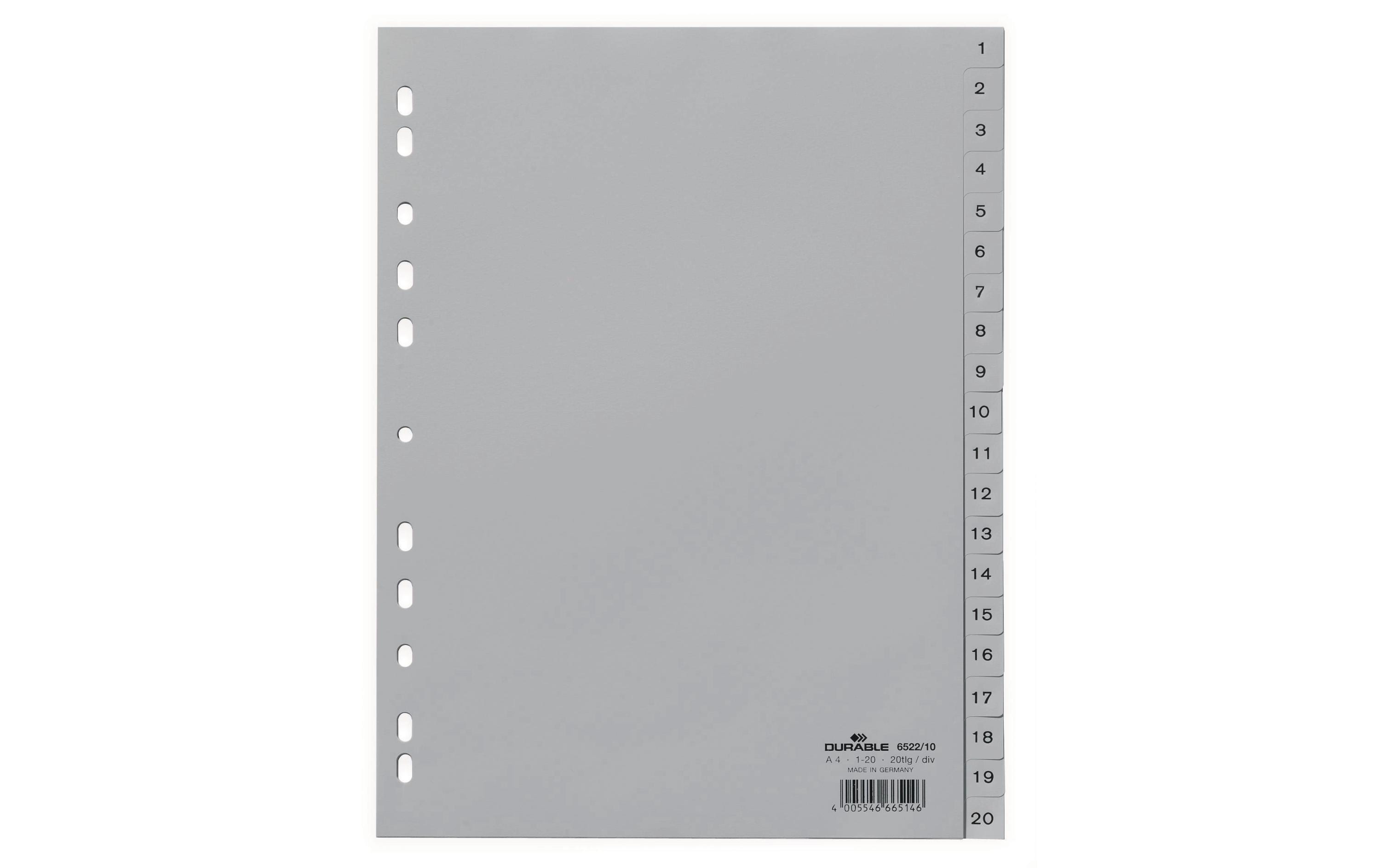 DURABLE Register A4 1-20, Hoch, Grau