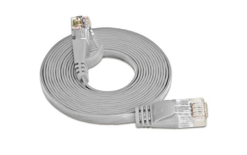 SLIM Slimpatchkabel RJ-45 - RJ-45, Cat 6, UTP, 0.1 m, Grau