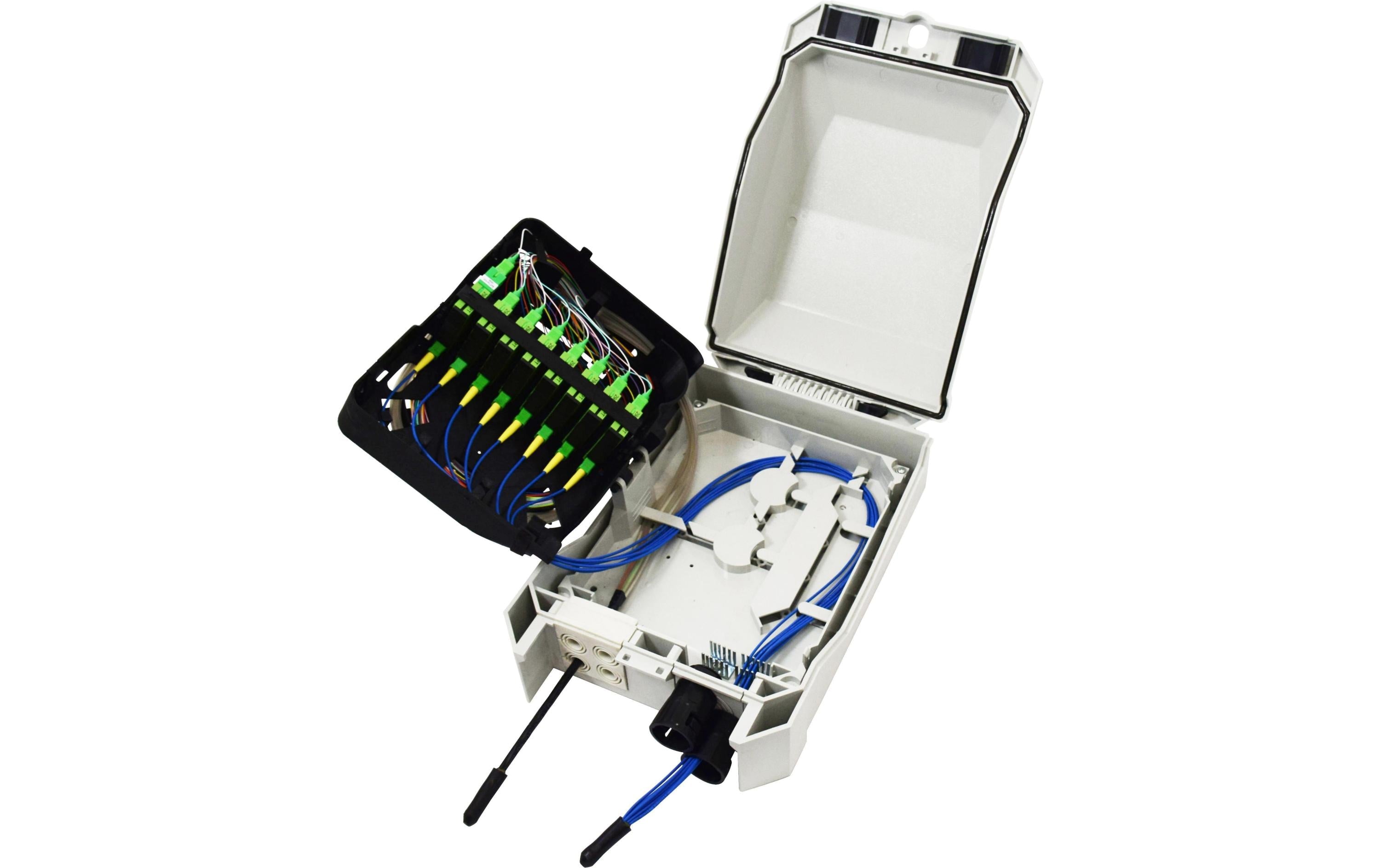 Lightwin Spleissbox IP55 Wandbox Gross PS48, mit Kassette & Kuppl.