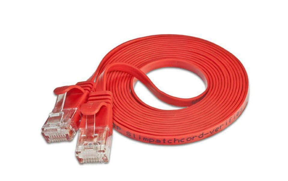 SLIM Slimpatchkabel RJ-45 - RJ-45, Cat 6, UTP, 0.1 m, Rot