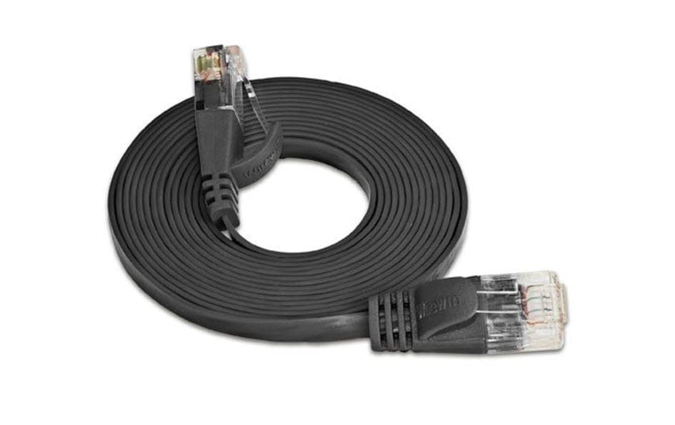 SLIM Slimpatchkabel RJ-45 - RJ-45, Cat 6, UTP, 0.5 m, Schwarz