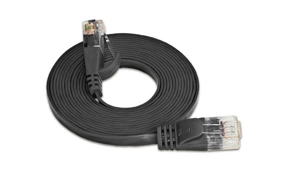 SLIM Slimpatchkabel RJ-45 - RJ-45, Cat 6, UTP, 0.75 m, Schwarz