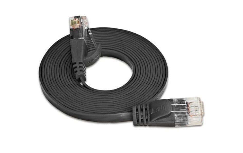 SLIM Slimpatchkabel RJ-45 - RJ-45, Cat 6, UTP, 0.1 m, Schwarz