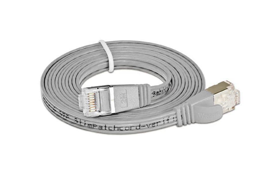 SLIM Slimpatchkabel RJ-45 - RJ-45, Cat 6, STP, 0.1 m, Grau