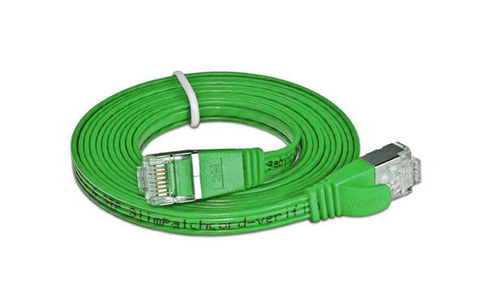SLIM Slimpatchkabel RJ-45 - RJ-45, Cat 6, STP, 0.25 m, Grün