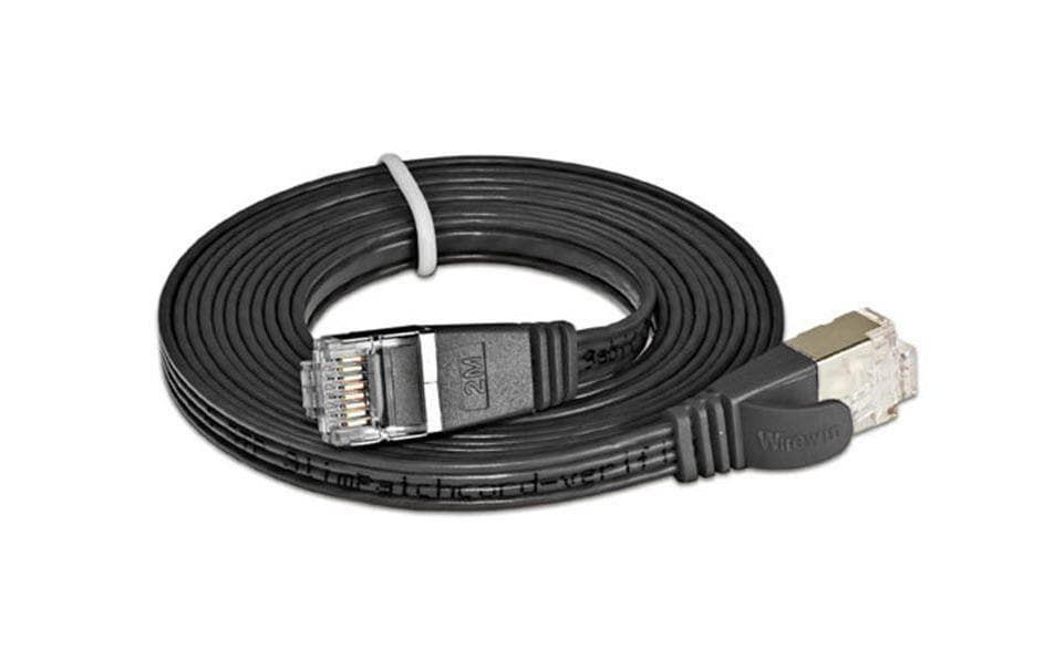 SLIM Slimpatchkabel RJ-45 - RJ-45, Cat 6, STP, 15 m, Schwarz