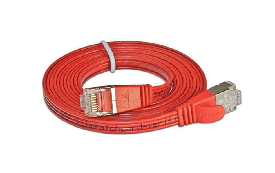 SLIM Slimpatchkabel RJ-45 - RJ-45, Cat 6, STP, 0.75 m, Rot
