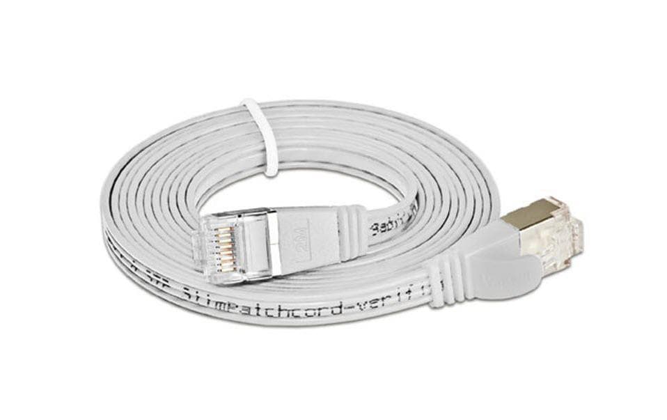 SLIM Slimpatchkabel RJ-45 - RJ-45, Cat 6, STP, 1 m, Weiss
