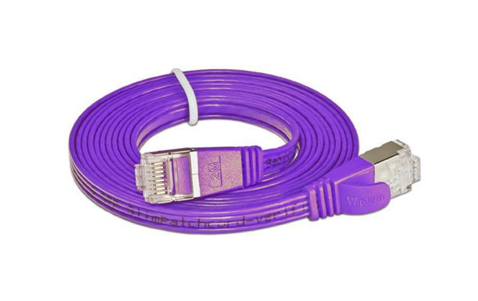 SLIM Slimpatchkabel RJ-45 - RJ-45, Cat 6, STP, 0.5 m, Violett