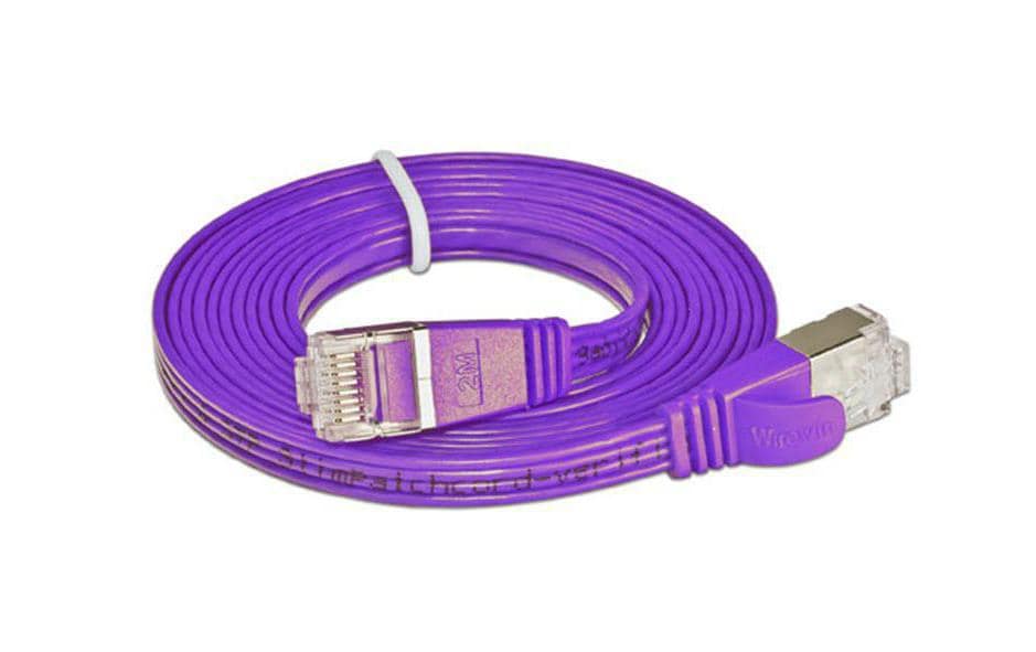 SLIM Slimpatchkabel RJ-45 - RJ-45, Cat 6, STP, 0.75 m, Violett