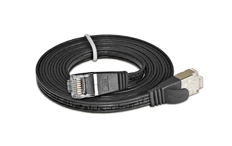 SLIM Slimpatchkabel RJ-45 - RJ-45, Cat 6, STP, 0.5 m, Schwarz