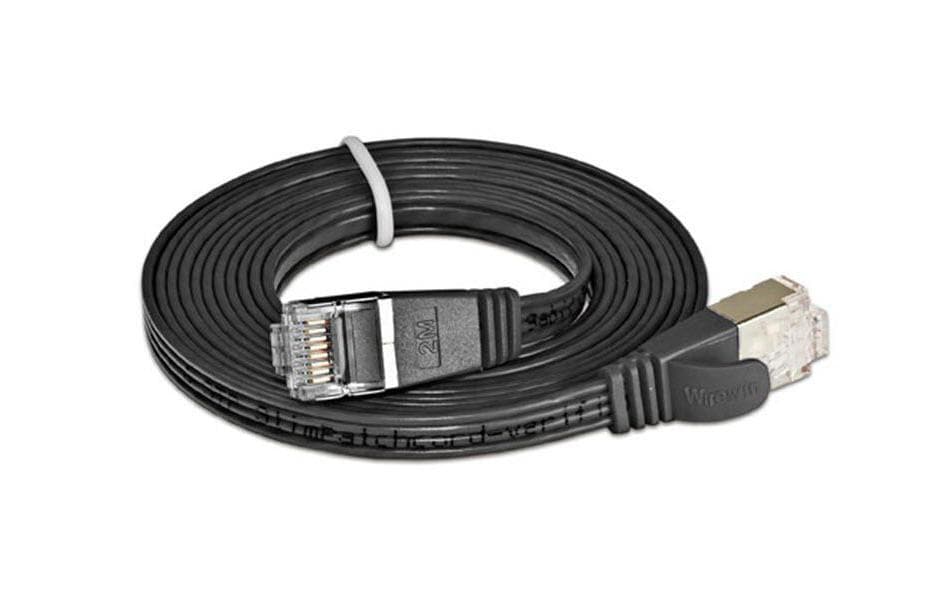 SLIM Slimpatchkabel RJ-45 - RJ-45, Cat 6, STP, 0.75 m, Schwarz