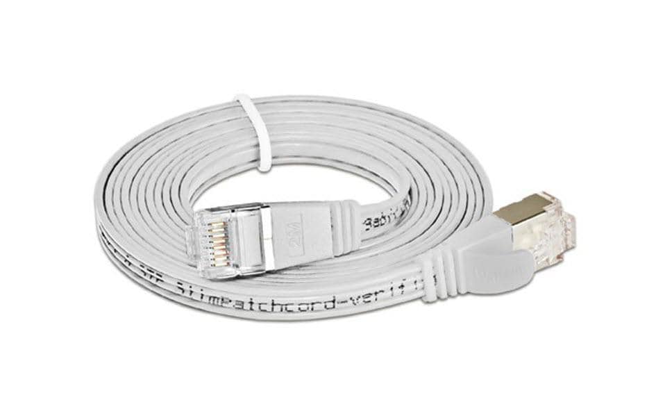 SLIM Slimpatchkabel RJ-45 - RJ-45, Cat 6, STP, 5 m, Weiss