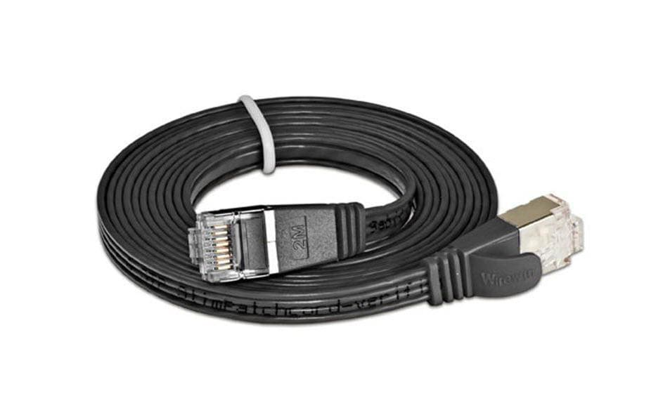 SLIM Slimpatchkabel RJ-45 - RJ-45, Cat 6, STP, 2 m, Schwarz