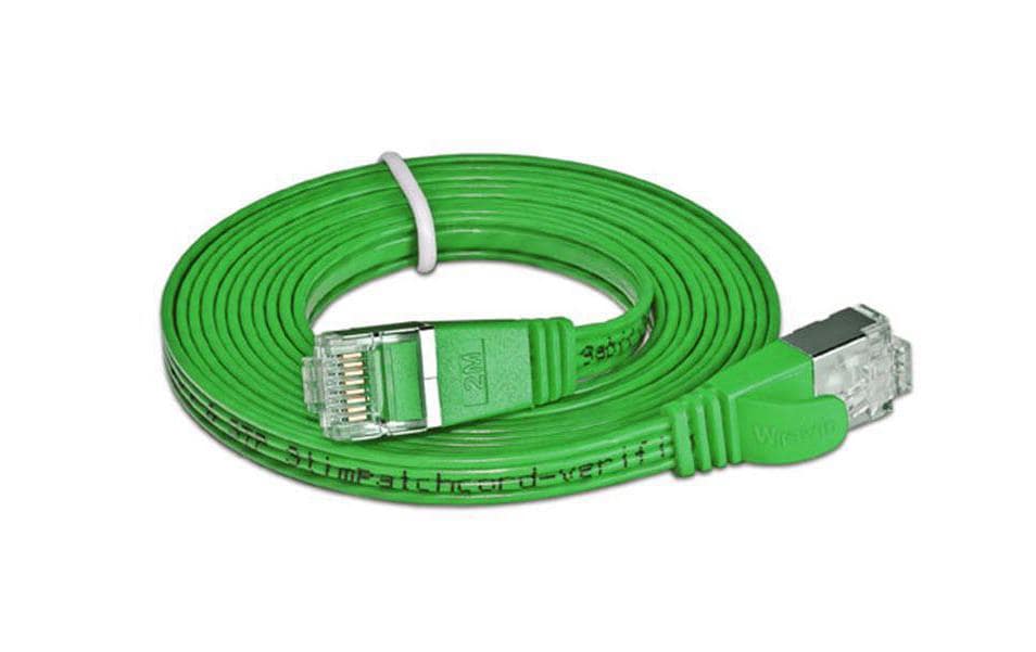 SLIM Slimpatchkabel RJ-45 - RJ-45, Cat 6, STP, 10 m, Grün