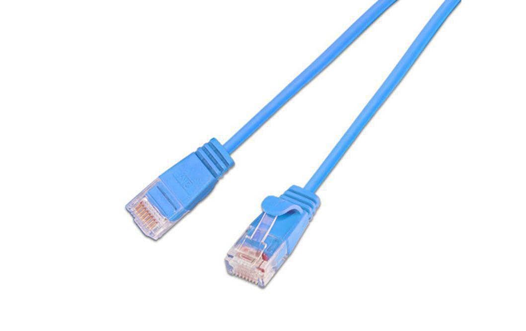 SLIM Slimpatchkabel RJ-45 - RJ-45, Cat 6, UTP, 0.15 m, Blau