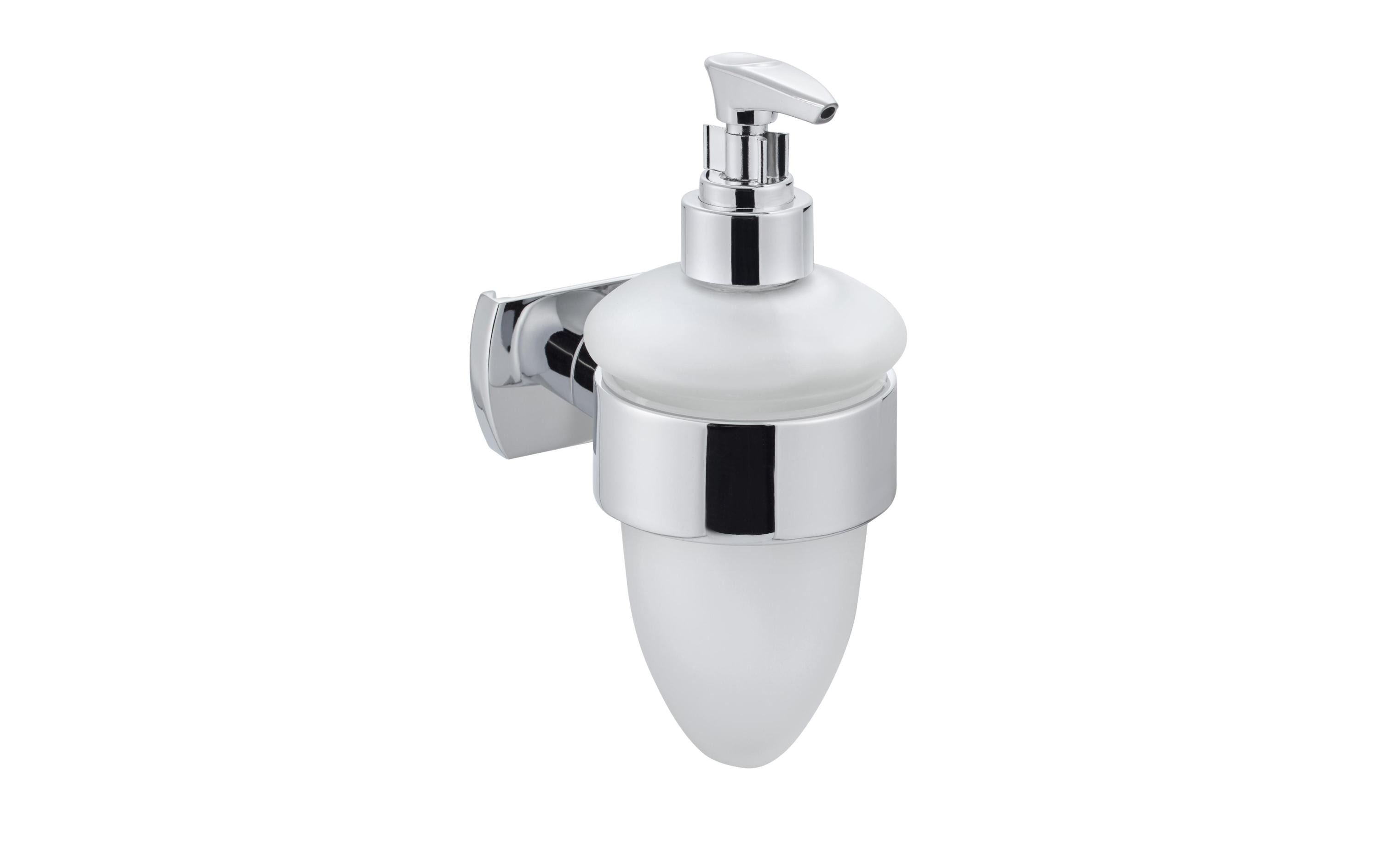BIASCA Wandseifenspender 10.7 x 7.2 x 16.5 cm 300 ml, Weiss, Silber