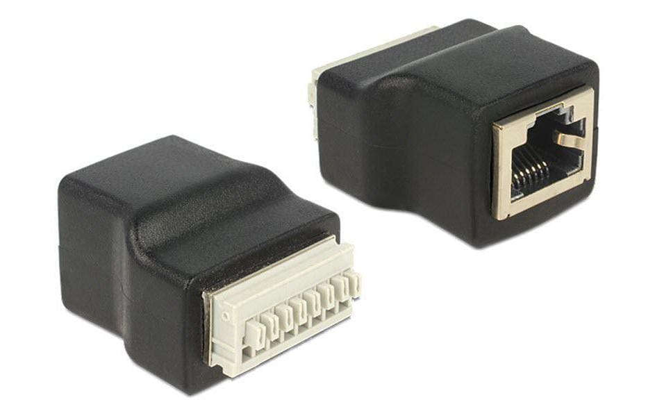Delock Terminalblock RJ45 f 8 Pins Adapter mit Drucktasten