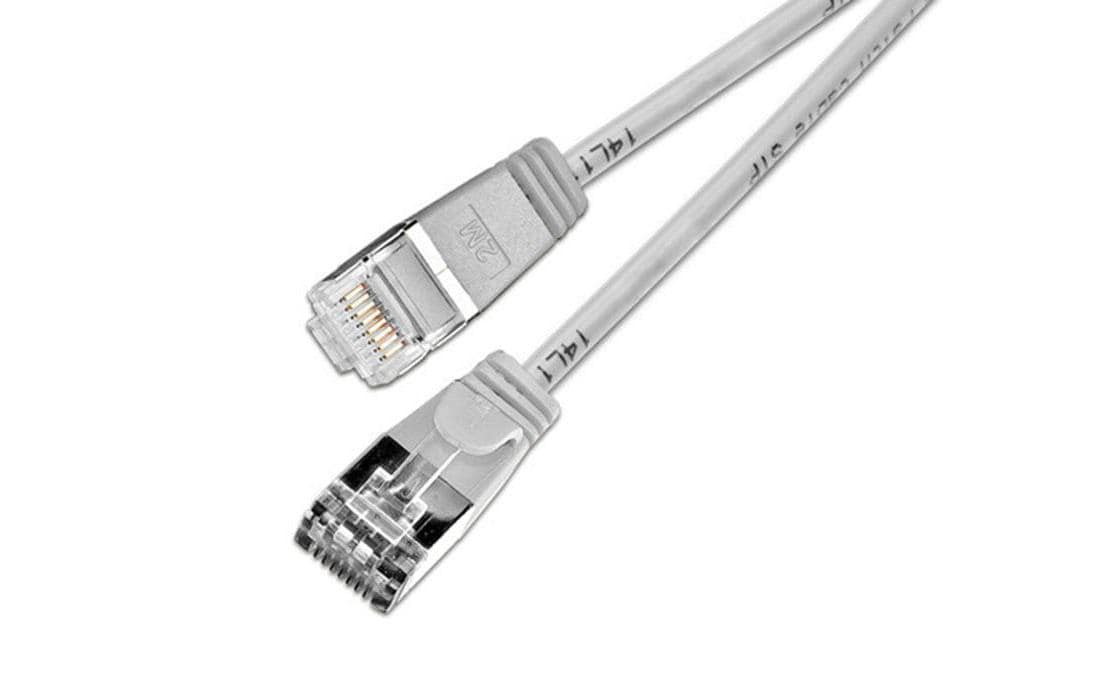 SLIM Slimpatchkabel RJ-45 - RJ-45, Cat 6, U/FTP, 2 m, Grau