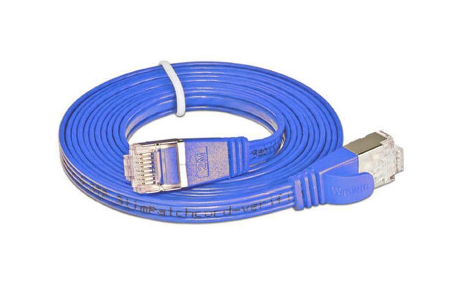 SLIM Slimpatchkabel RJ-45 - RJ-45, Cat 6, STP, 0.15 m, Blau