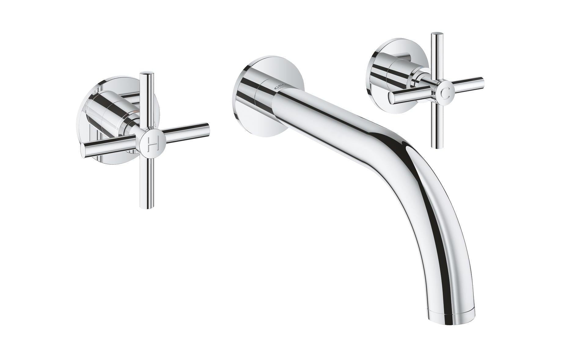 GROHE Lavaboarmatur Atrio 1/2, Chrom, Wandmontage, Kreuzgriffe