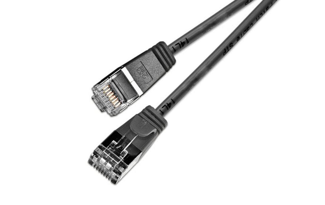 SLIM Slimpatchkabel RJ-45 - RJ-45, Cat 6, U/FTP, 0.15 m, Schwarz