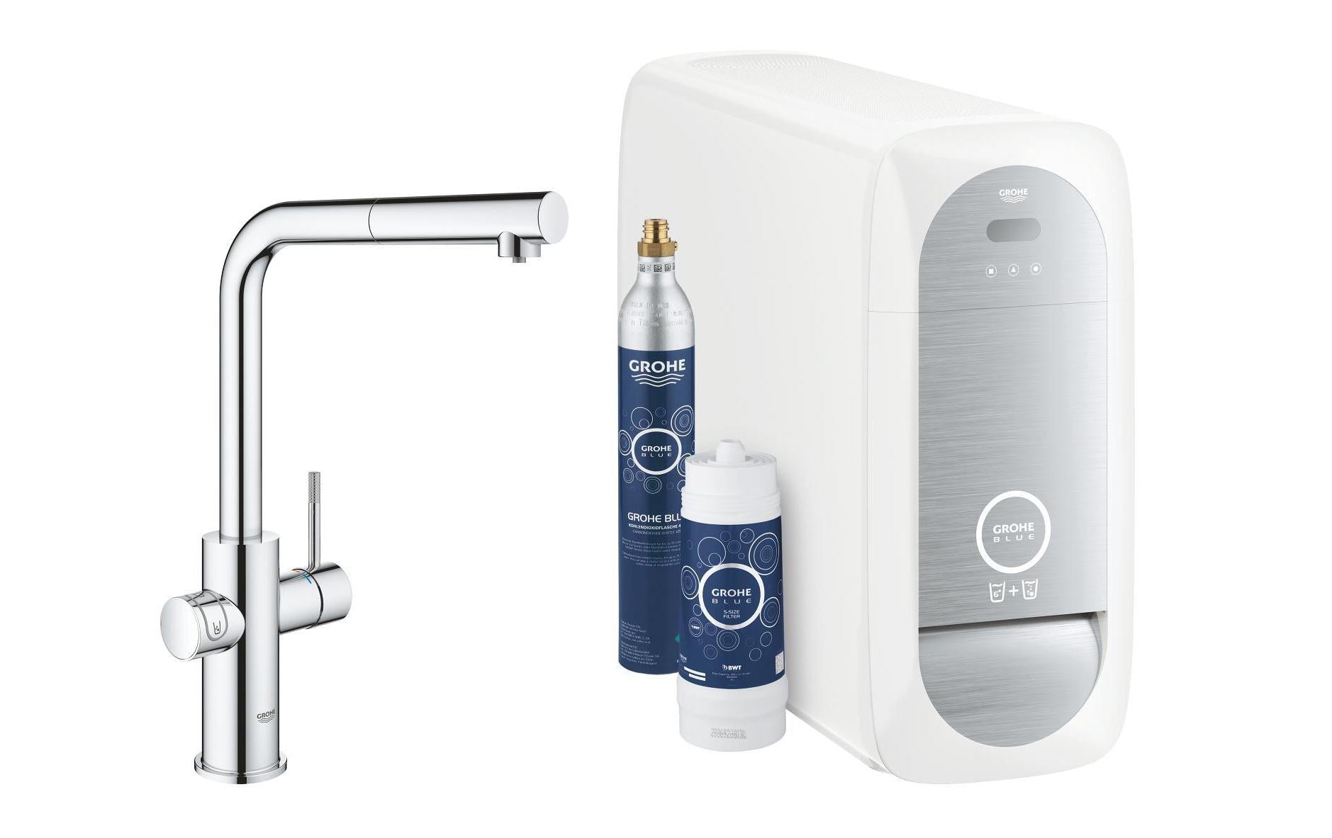 GROHE Küchenarmatur Blue Home L-Auslauf, Starter Kit, Chrom