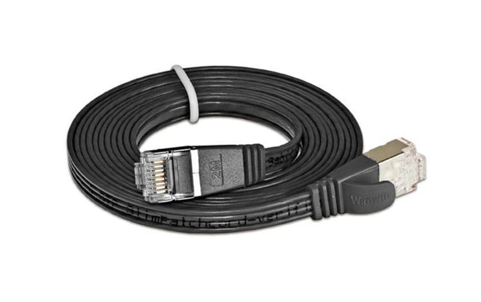 SLIM Slimpatchkabel RJ-45 - RJ-45, Cat 6, STP, 0.15 m, Schwarz