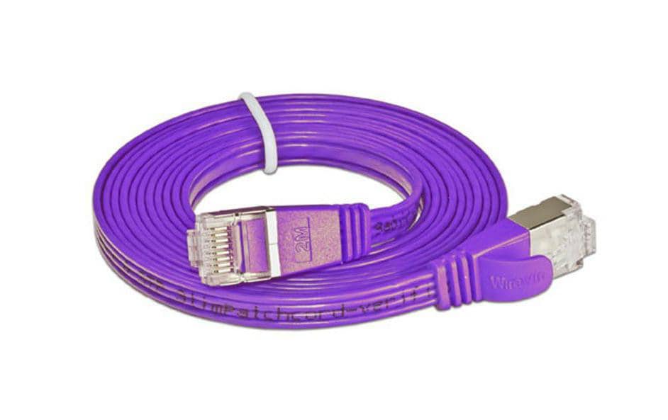 SLIM Slimpatchkabel RJ-45 - RJ-45, Cat 6, STP, 0.15 m, Violett