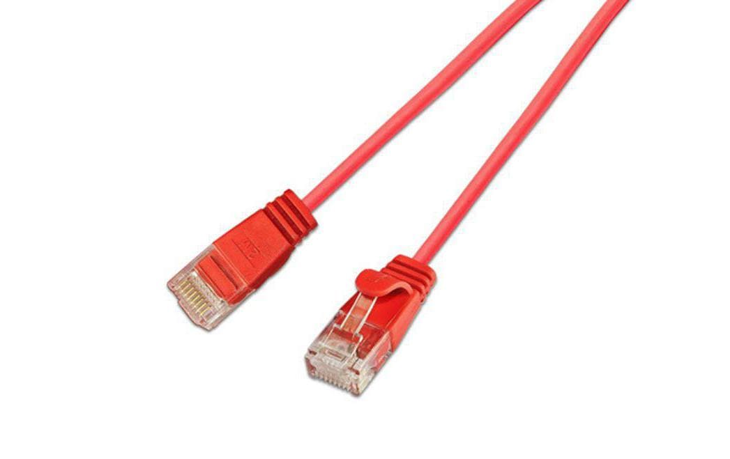 SLIM Slimpatchkabel RJ-45 - RJ-45, Cat 6, UTP, 0.15 m, Rot